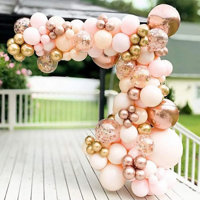 

96pcs Macaron Peach Balloon Garland Wedding Balloons Arch Kit Rose Gold Confetti Ballon Baby Shower Birthday Party Decorations