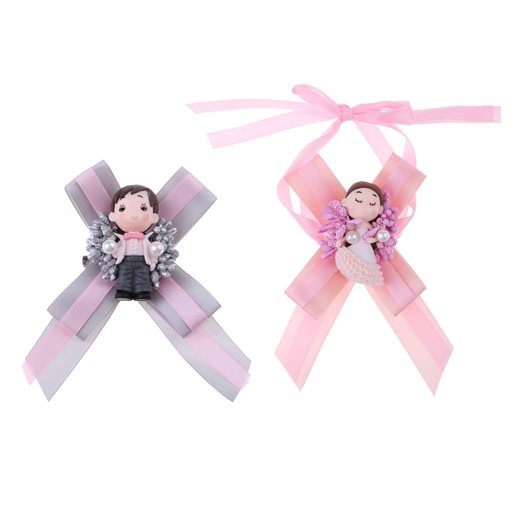 

Handmade Ribbon Bowknots Bouquet Silk Wrist Corsage Wristband Wedding Decor