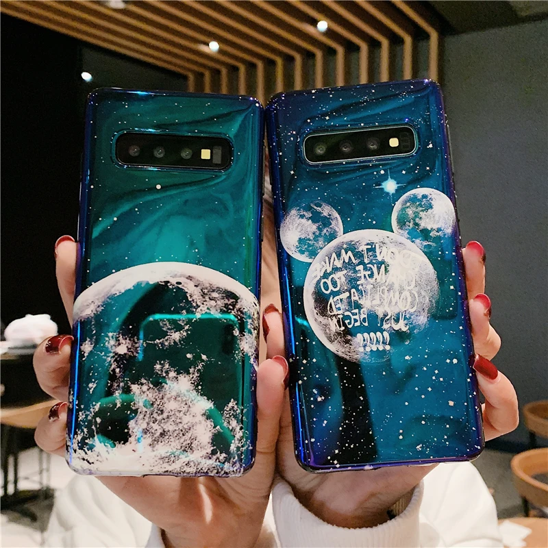 Мультяшный чехол для телефона samsung Note 10 Plus S7 Edge S8 S9 S10 Plus Note 8 9 10 чехол милый мышь ухо планета луна силиконовый чехол