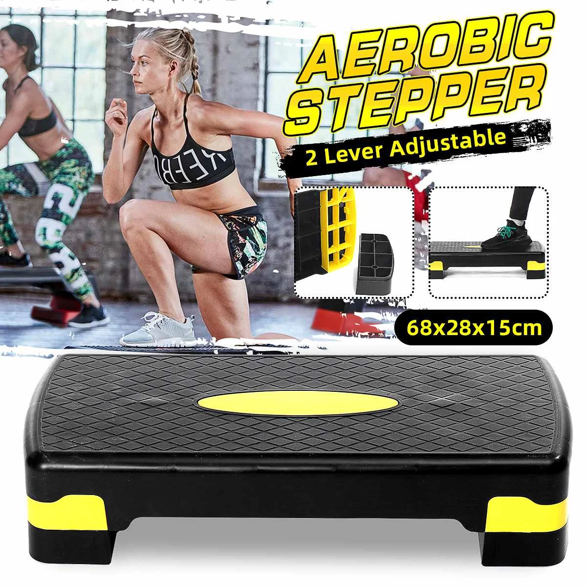 

100KG Fitness Aerobic Step Adjustable Non-slip Cardio Yoga Pedal Stepper Gym Workout Exercise Fitness Aerobic Step Equipment