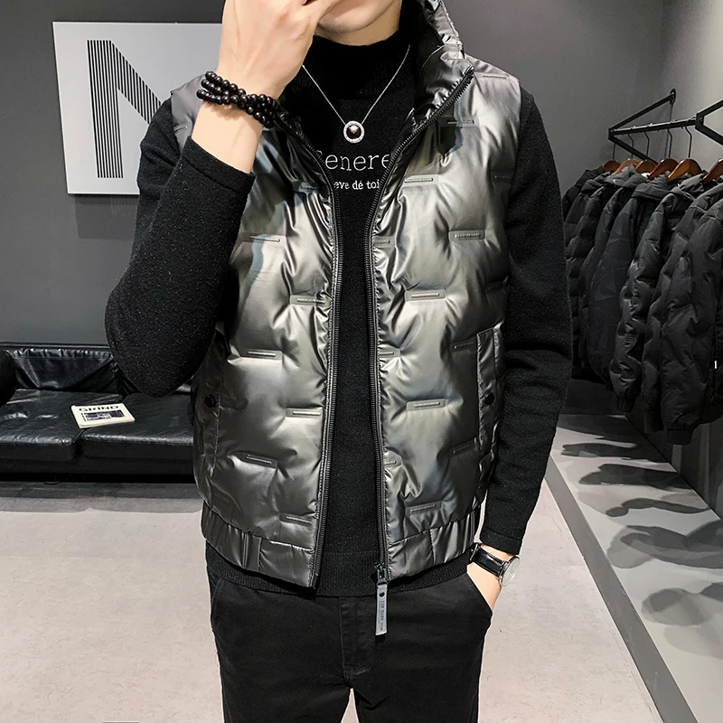 Casual Solid Men's Jacket Sleeveless Vests Outwear Down Coats Male Autumn Winter Vest Warm Thicken Waistcoat Youth Tops Clothing