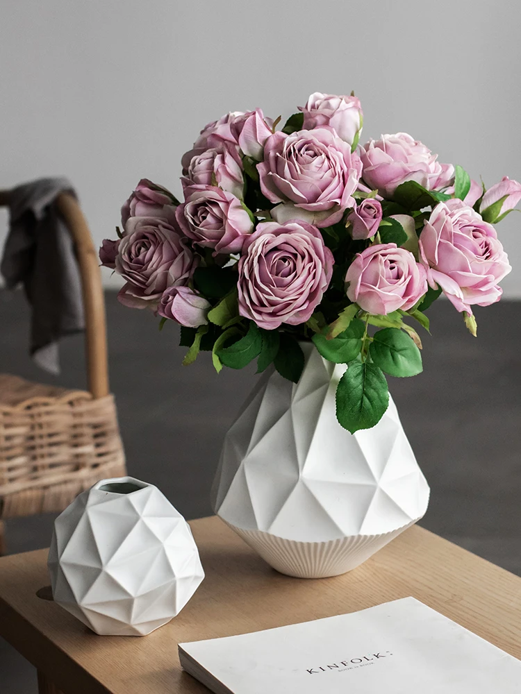 Прямой маркетинг Новая креативная Геометрическая белая керамическая ваза