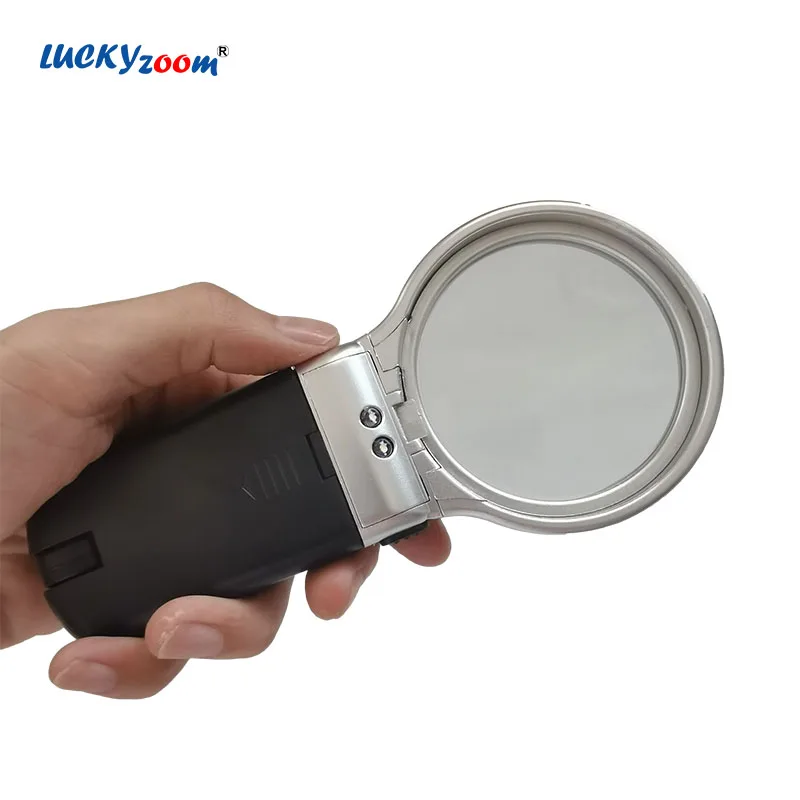 Ручной Лупа с светодиодный светильник 3X складное увеличительное стекло