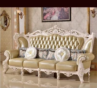 high quality european antique living room sofa furniture genuine leather set o1062