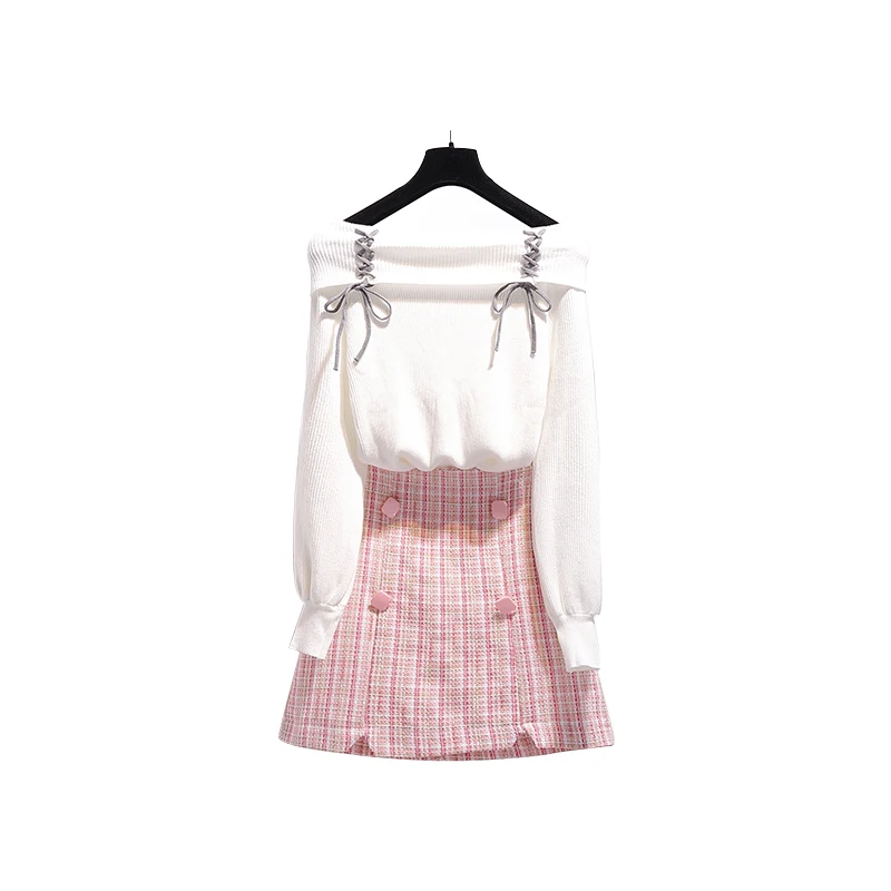 Трикотажная юбка хорошего качества новая осенняя и зимняя свитер с вырезом