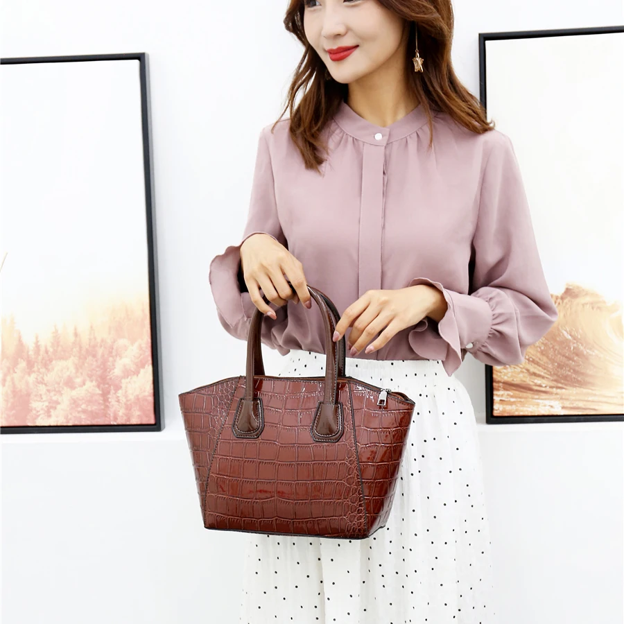 

High Quality Pu Leather Handbags Women Bags Fashion Ladies 6 Pieces Set Shoulder Bag Luxury Designer Crocodile Female Tote Bags