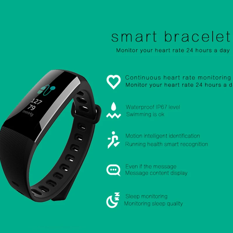 Heart rate smart band men sport watch 0.96 inch bracelet women fitness tracker smartwatch 2020 new item pk b57 id130hr q9 | Электроника