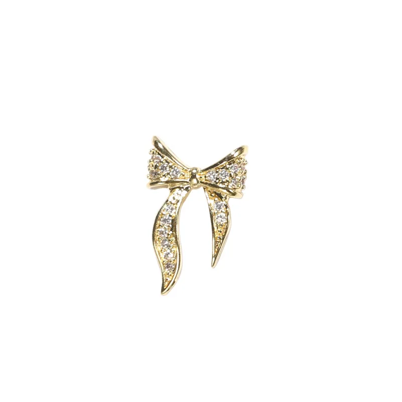 

New LZ light luxury zircon super flash diamond metal bow nail accessories Japanese alloy nail accessories