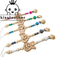 kissteether 1pcs food grade wooden animal modeling pacifier chain children training toys baby wooden teethers diy crafts
