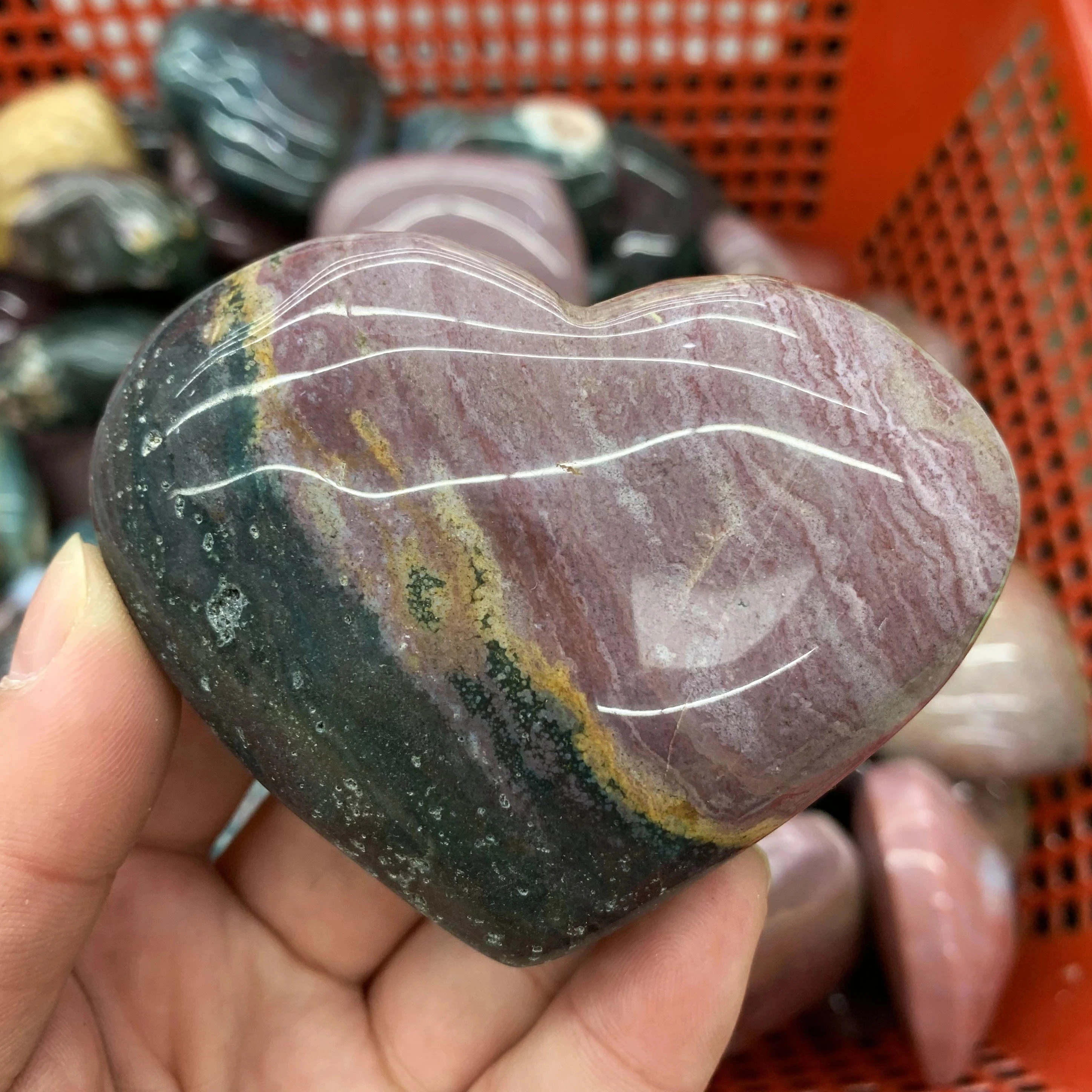 

1pcs Hot Sell High Quality Beauty Ocean Jasper Heart Healing Crystal Stone Natural Ore For Home Decoration LU