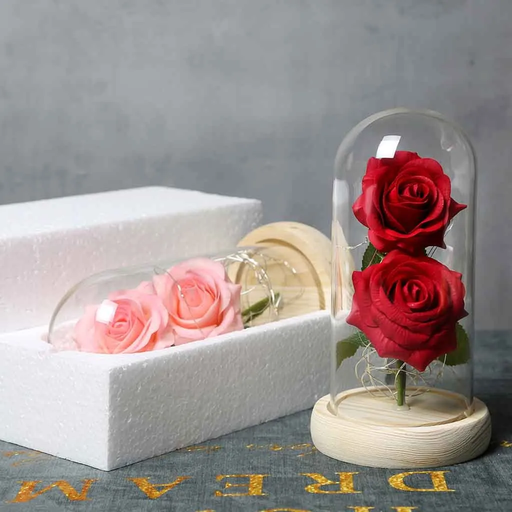 Романтический стеклянный светильник Роза Свадебный домашний декор подарок