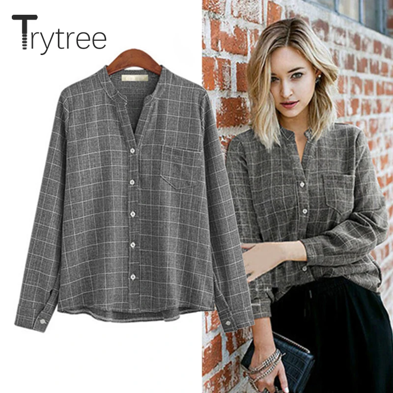 Весенняя женская блузка Trytree повседневная однобортная свободная Модная стильная