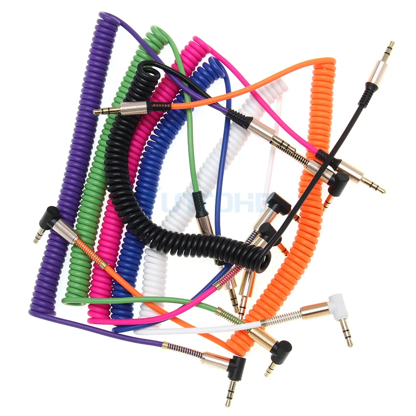 Оптовая продажа 2 м 3 5 мм пружинный аудио кабель штекер к мужчине Позолоченный