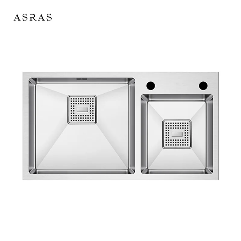 ASRAS 7843A кухонная раковина с двойной чашей над столешницей или ударопрочной