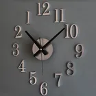 Большие настенные часы сделай сам в современном дизайне, стикер, модные домашние часы с временем, настоящие 3d стерео часы сделай сам, металлические настенные часы для гостиной и дома