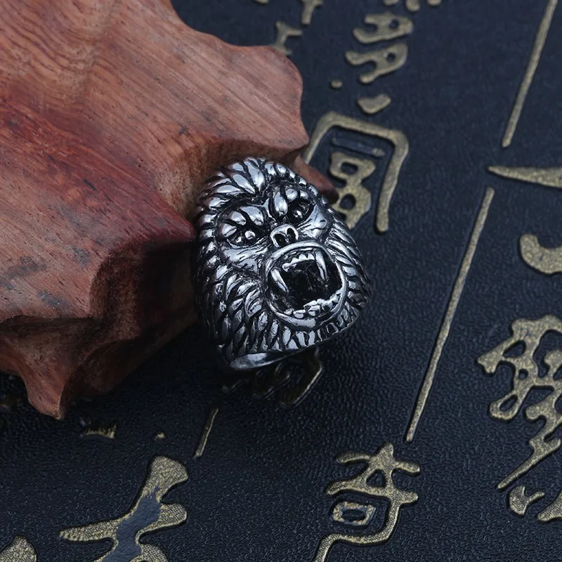 Винтаж в стиле панк Для мужчин серебряное кольцо стимпанк голова гориллы