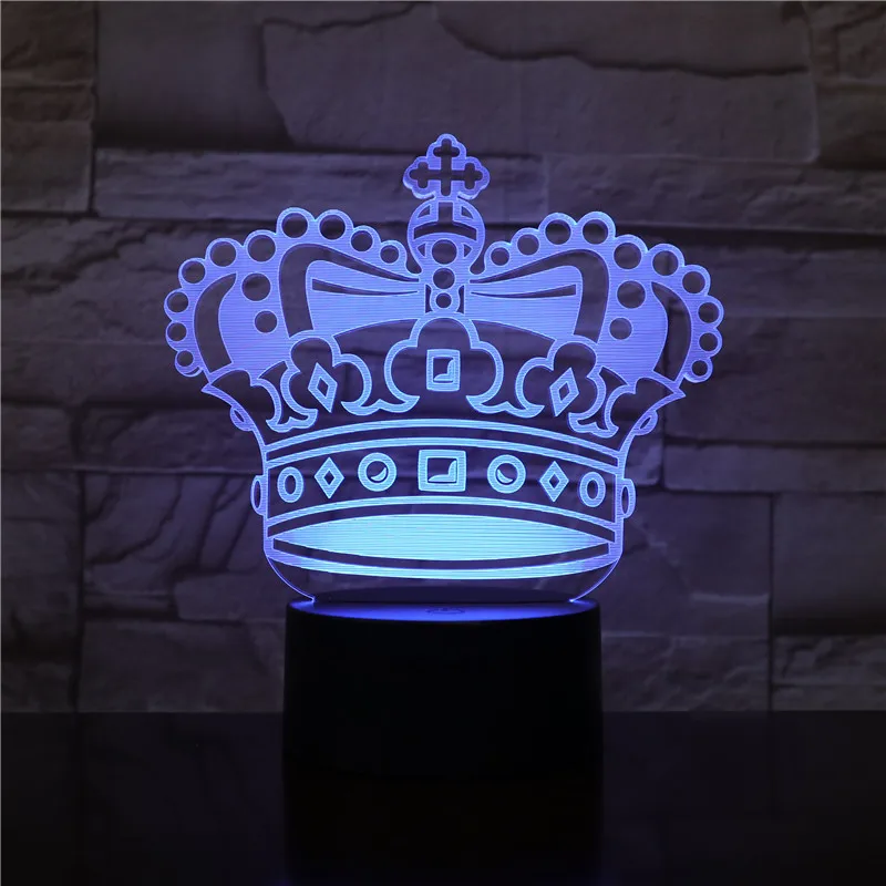 В форме короны 3D светодиодный ночник романтическая настольная лампа для спальни