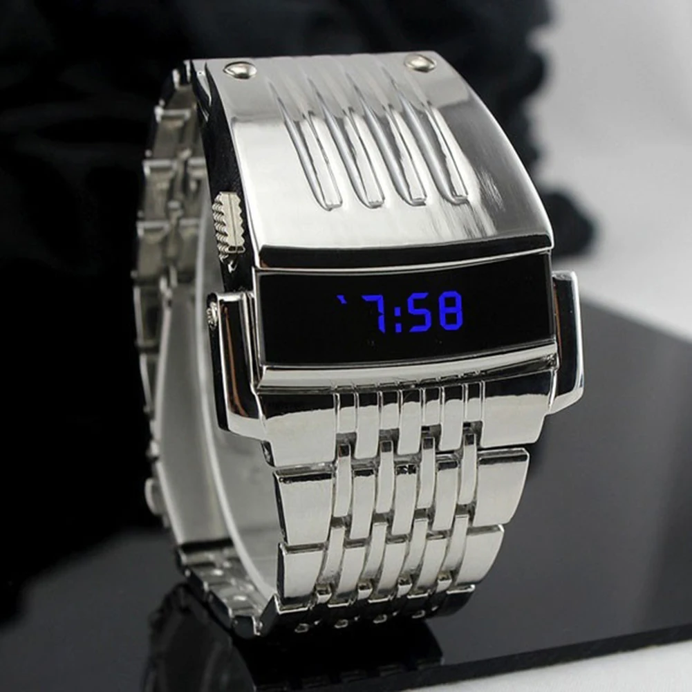 Модные электронные Часы Мужские цифровые наручные с широким светодиодным