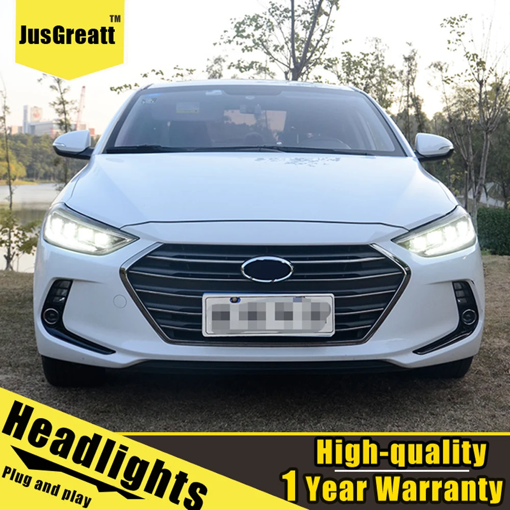 

A Pair For Hyundai Elantra LED Headlights 2016-2019 Elantra HID Head Lamps Bi Xenon Beam Fog Daytime Running Lights Dynamic Turn