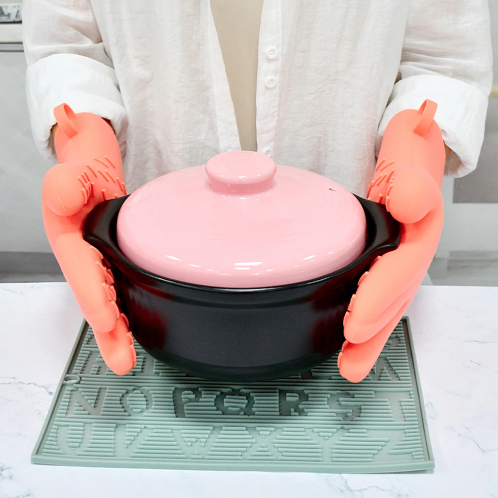 

Thickened Heat Resistant Gloves Home Baking Silicone Microwave Anti Scald Mitts Gloves High-Temperature Resistant Anti-Slip