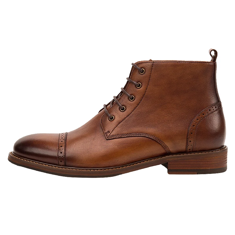 

QYFCIOUFU Men's Riding Boots Genuine Leather Men Retro Short Chelsea Boots Business Leisure High-top Shoes Autumn Winter Cowhide