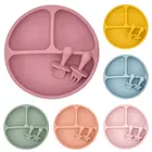 Тарелка для кормления детей из пищевого силикона, 10 цветов, набор посуды без бисфенола А, миски для кормления детей, поднос для посуды дропшиппинг