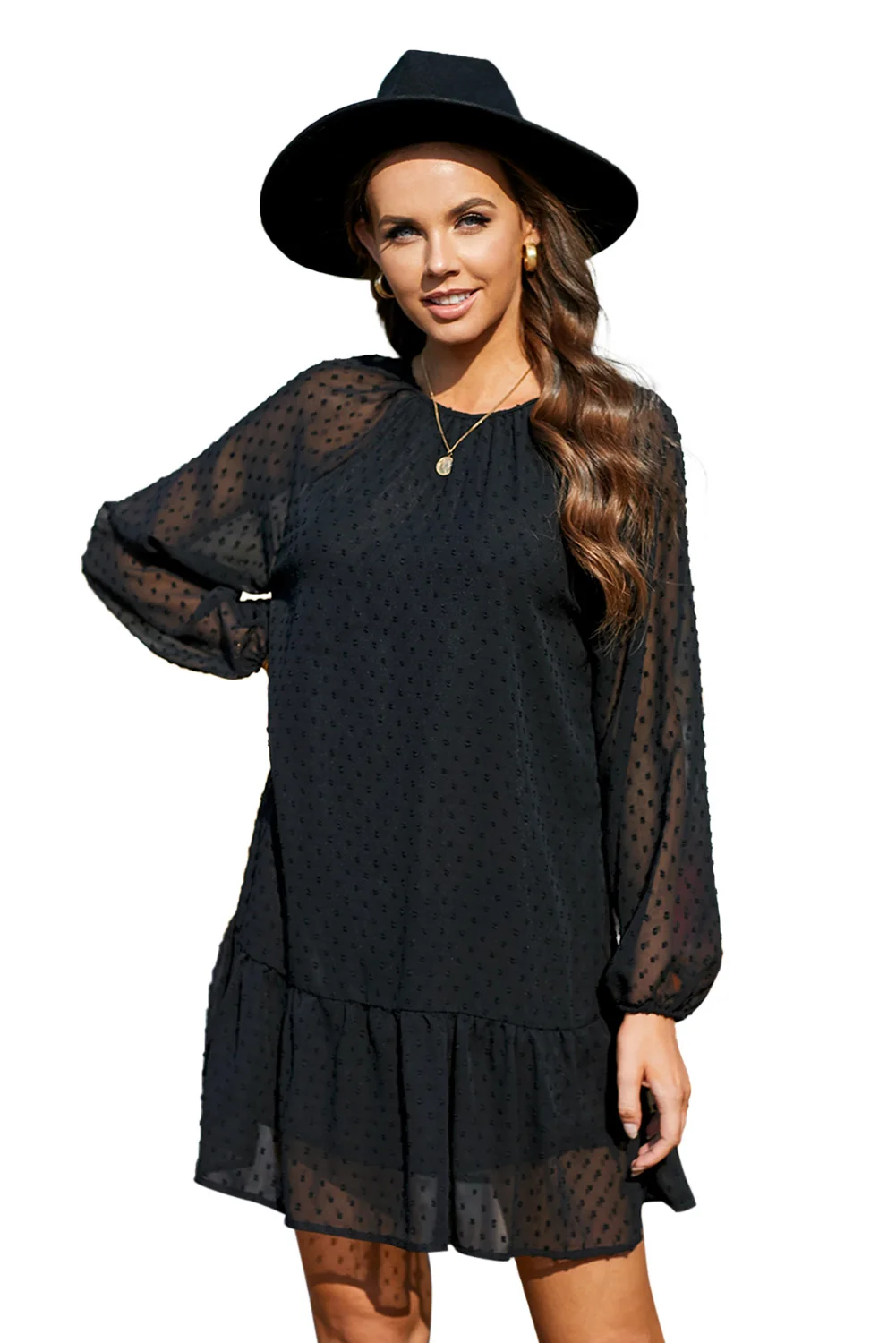

Black Lace Star Jacquard Ruffle Mini Outfits