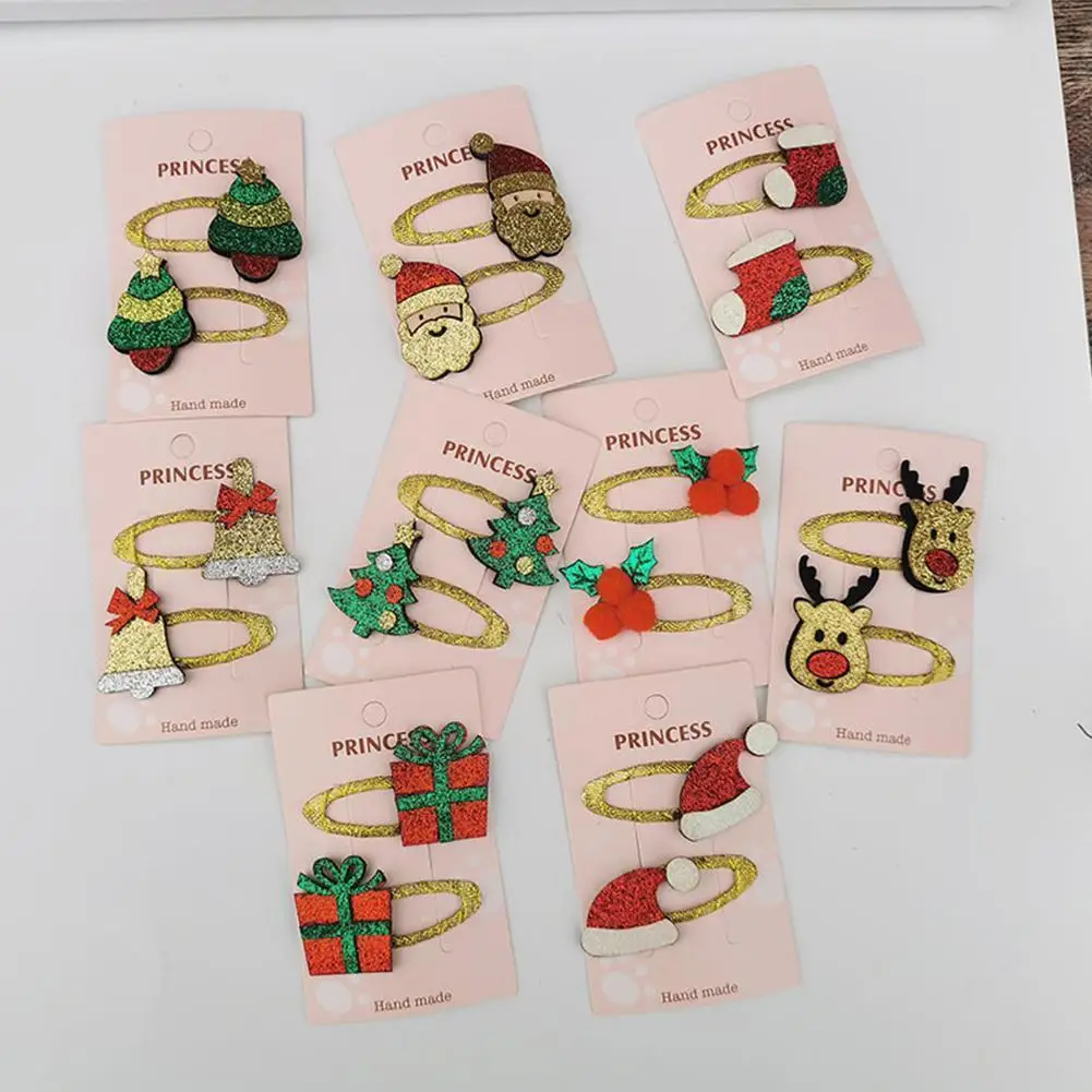 

1 Pair Christmas Gift Hairpin Children Hair Accessories Holiday Gift Princess Clip Hair Accessories Side Girl Christmas Hai U2g3