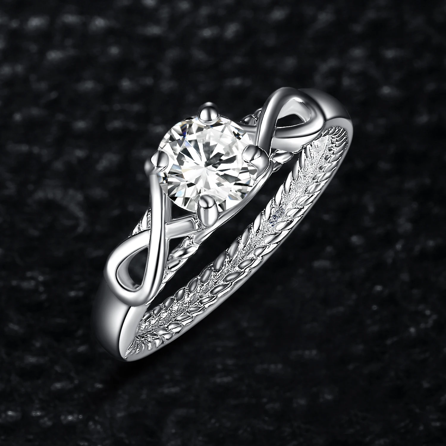 JewelryPalace Бесконечность Разделение веревки 1.6ct кубического циркония Юбилей обещание Свадебные Обручение пасьянс кольцо стерлингового серебра 925 пробы