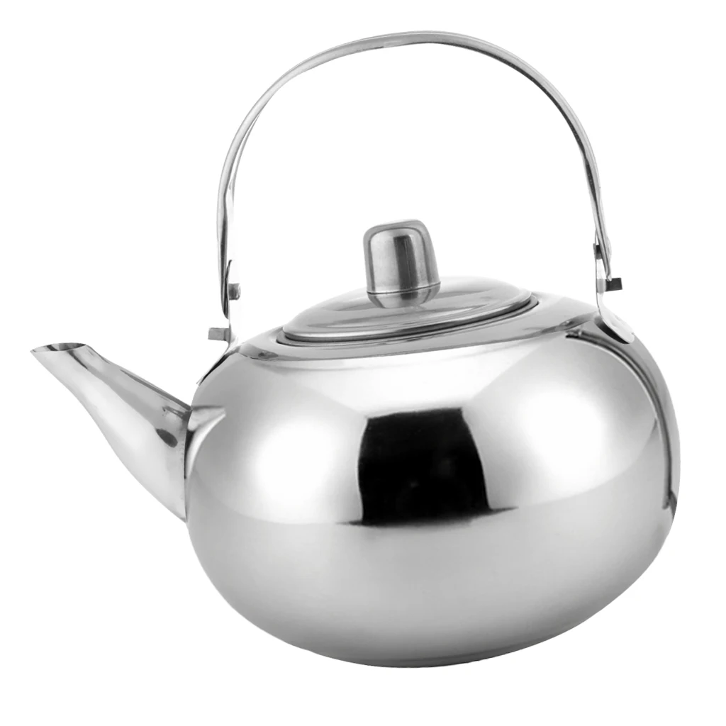 Silver 2L 1000 мл/1500 мл/2000 мл/2500 мл Прочный Открытый Кемпинг из нержавеющей стали чайник водопота посуда серебро/золото - Цвет: Silver 2L