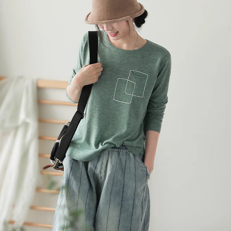 Женская футболка осенние модные вязаные пуловеры 2019 новые свободные Женские