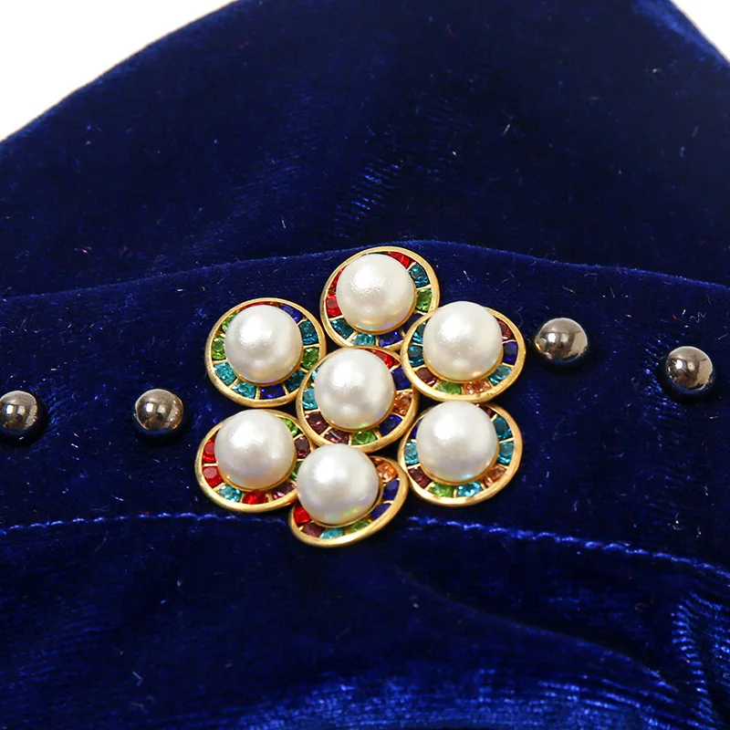 Beads Velvet Turban Caps for Women Winter Beanie Muslim Headscarf Bonnet Femme Musulman Head Wraps Indian Turbante Hat images - 6