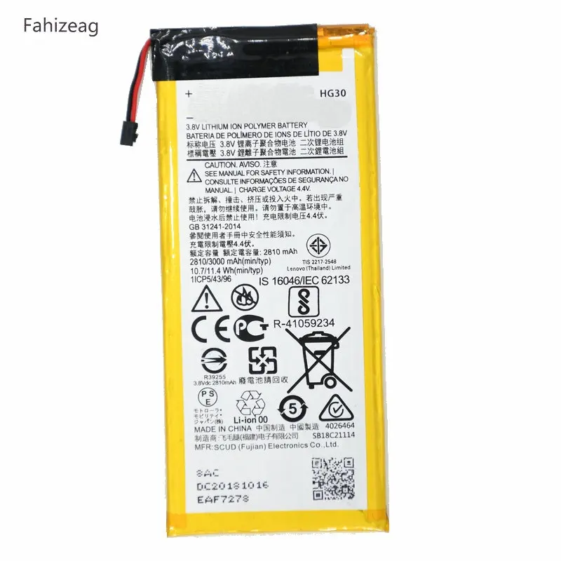 Fahizeag 3000 мА/ч HG30 Батарея Замена для Motorola MOTO G5S плюс двойной XT1791 XT1792 XT1793 XT1794 XT1795