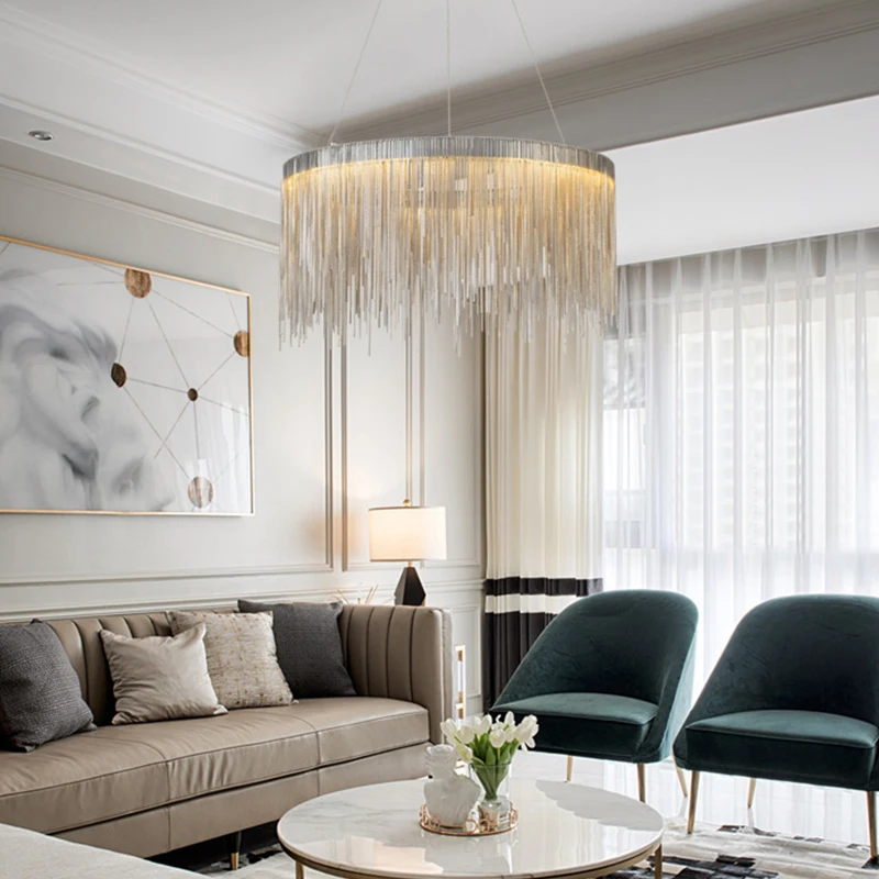 Продажа Люстры в скандинавском стиле с регулируемой яркостью, круглые Современные хромированные светильники с дистанционным управлением для гост...