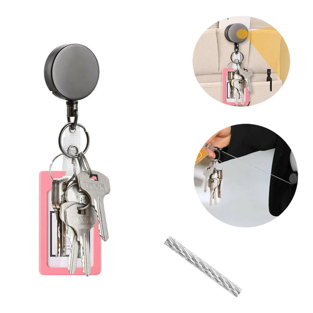 Ключница на резиновом канате Resilience Steel Wire Rope Elastic Keychain Sporty Retractable Alarm Key chain Anti-lost telescopic key ring Keys trinket 903Z.