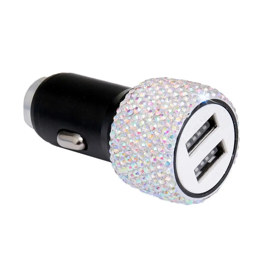 

Universal Mini Dual USB Rhinestones Fast Charging Car Charger Adapter for Phone