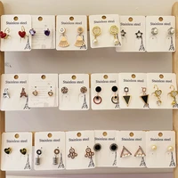 50 pairslot korean tiny design cute titanium steel stud earrings for women jewelry wholesale factory price