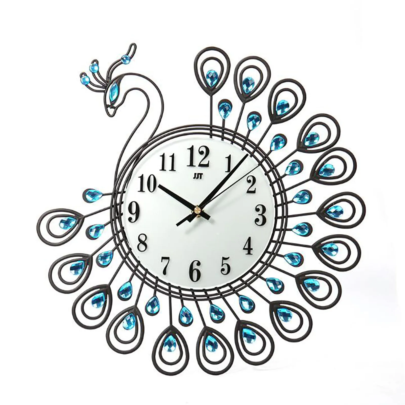 

2021 New Design Peacock Clock European-style Design High-end Peacock Iron Fashion Bedroom Living Room Wall Clock Decoration