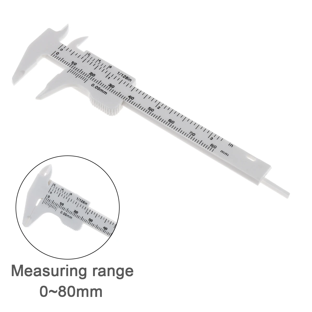 Белая пластиковая штангенциркуль 0 80 мм с оранжевым мини измерительным