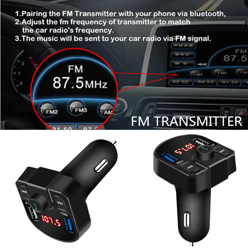Цифровой FM-передатчик для автомобиля беспроводной Автомобильный MP3-плеер с Bluetooth