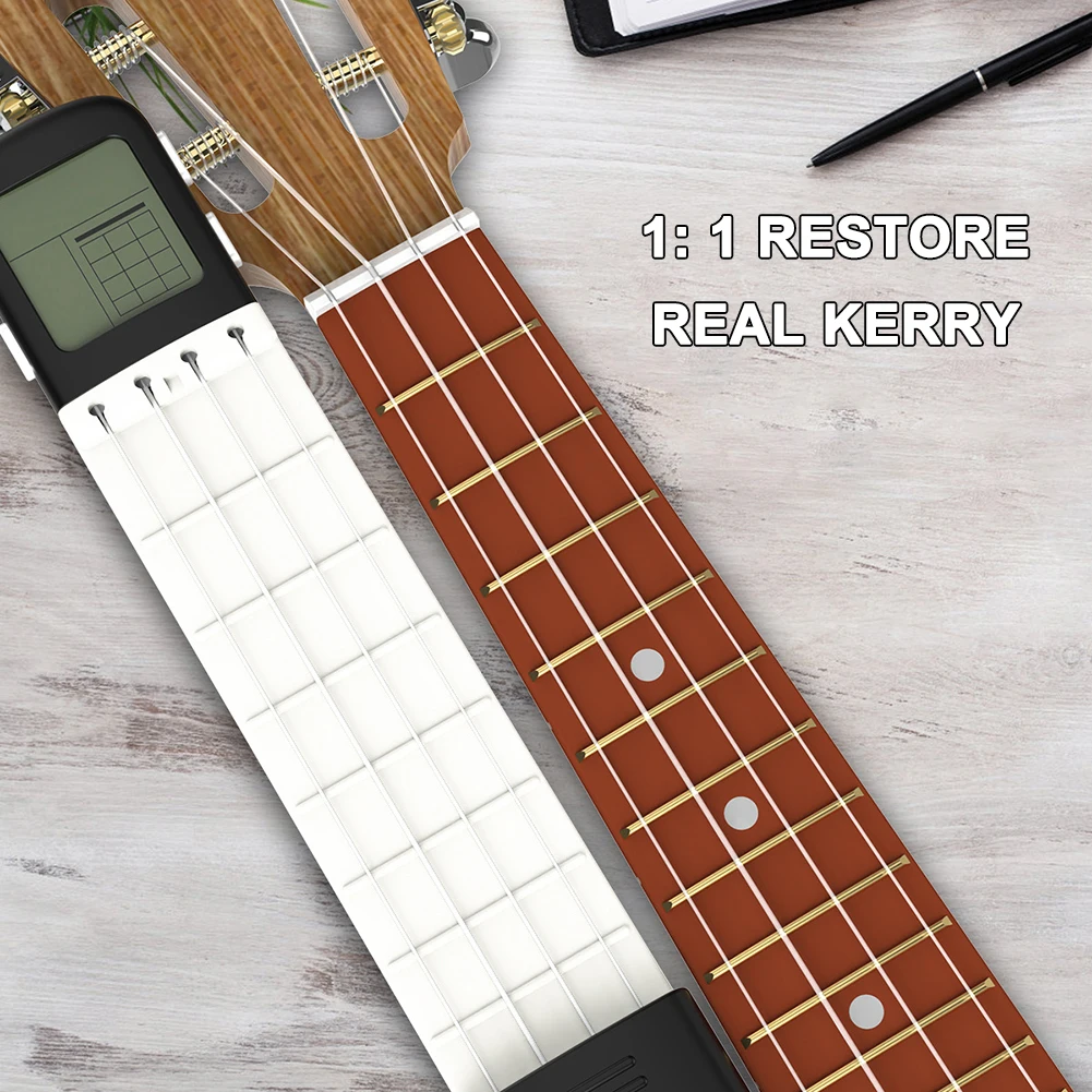 

4-Tone Ukulele Chord Trainer Practice Tool Rotatable Chords Diagram Chart Screen Musical Instrument Finger Trainer for Beginners