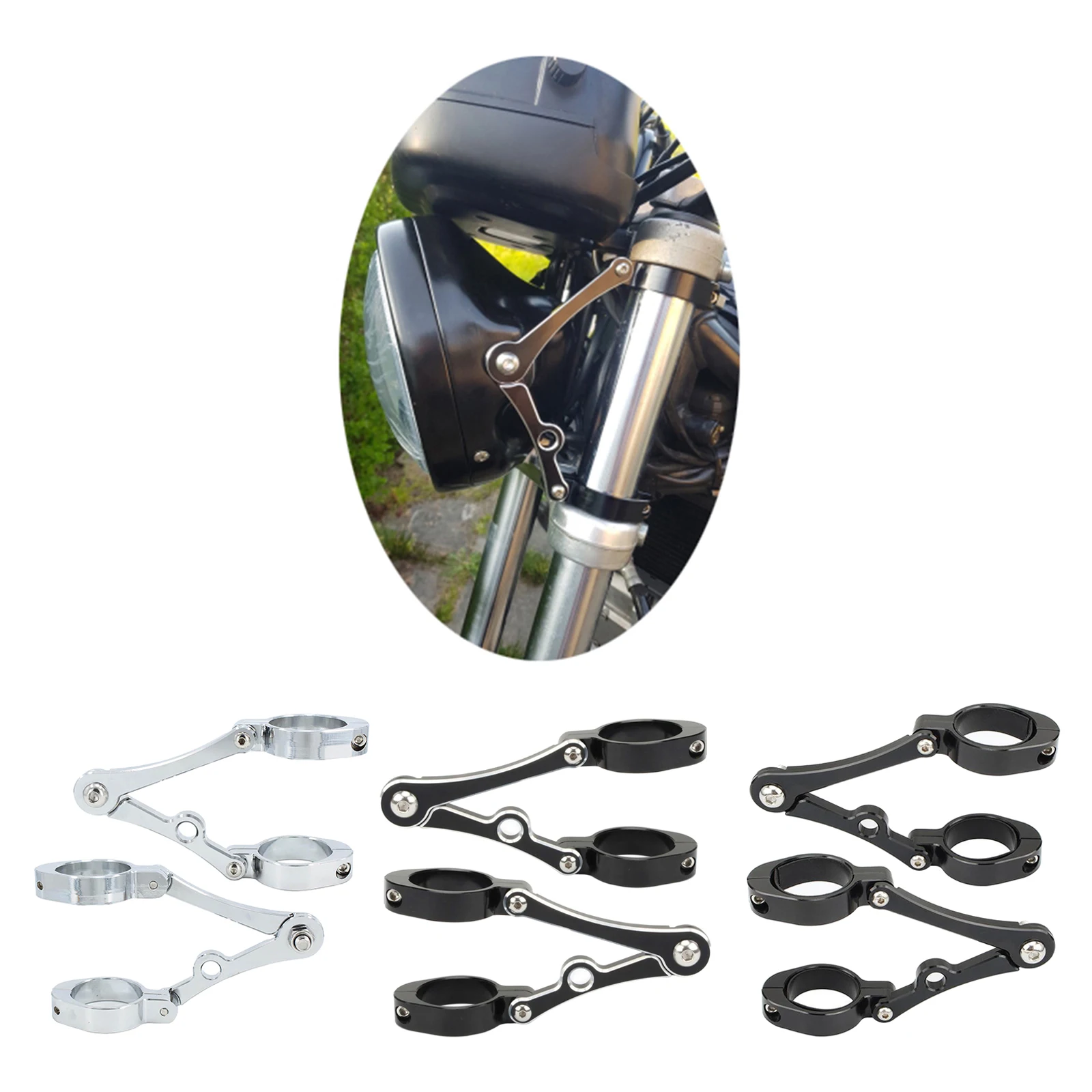 

2x Motorcycle Headlight Bracket Mount Clamp 39-41mm Universal Silver