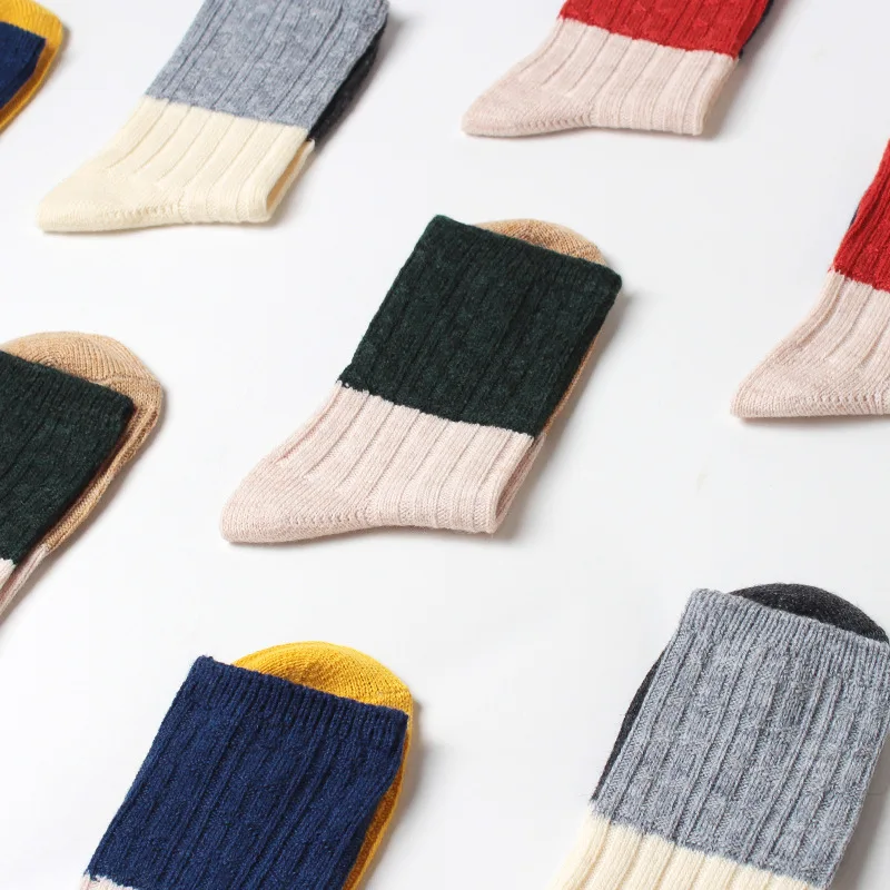 

4 пара/лот, осенние и зимние новые стильные шерстяные носки, теплые носки в стиле ретро, цветные женские рождественские носки