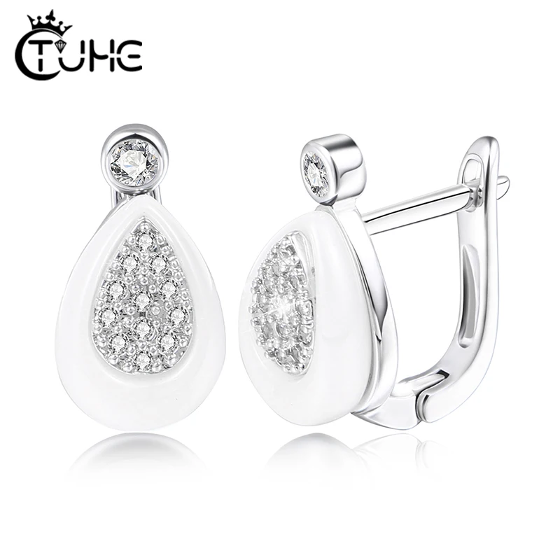 

Женские керамические серьги-гвоздики, круглые серьги из натурального циркона