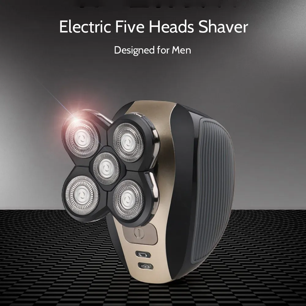 

Men Multifunctional 5 Heads Electric Bald Shaver Razor Rechargeable Washable Beard Cordless Hair Trimmer Clipper Groomer