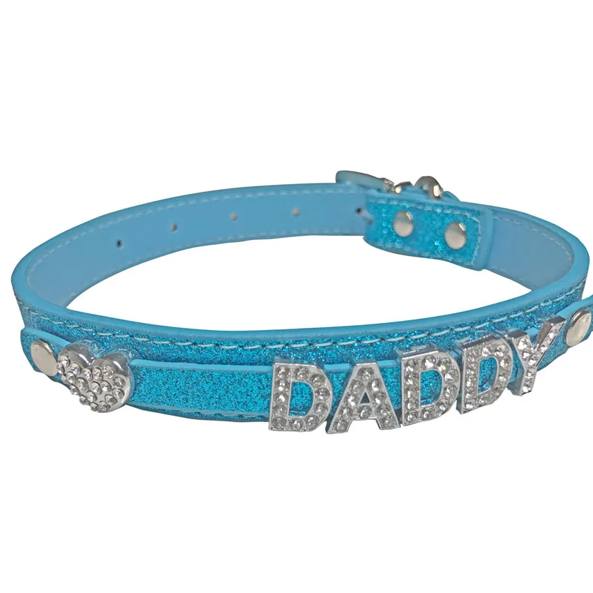 Blue Neck Daddy Dom DDLG/кожаный ошейник ABDL - Окраска металла: Blue Neck