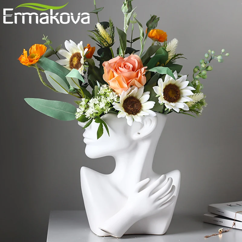 Керамическая ваза ERMAKOVA в скандинавском стиле цветочный горшок с абстрактным