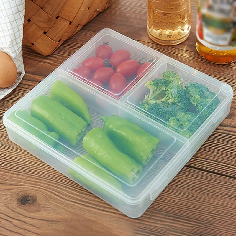 

Fresh-keeping Box Plastic Three-point Lattice Anti-skewered Lunch Box Kitchen Supplies Fresh-keeping Refrigerator Storage Box