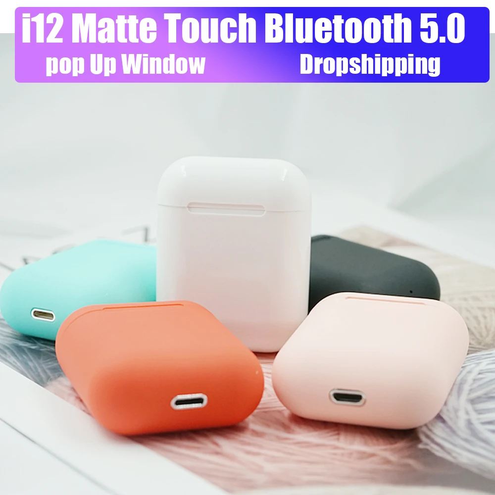 I12 TWS оригинальные матовые bluetooth Беспроводные наушники Bluetooth 5,0 Pop Up Touch Беспроводная гарнитура спортивные наушники