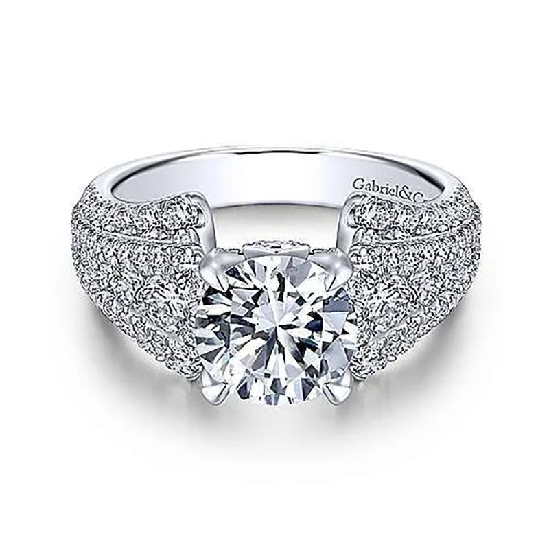 

Модные Роскошные обручальные кольца с кристаллами для женщин, свадебное кольцо серебряного цвета с белым кубическим цирконием класса ААА, ...